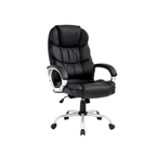 Ergonomícká kancelárska stolička s bedrovou opierkou | PU koža, otočná, nastaviteľná výška, čierna