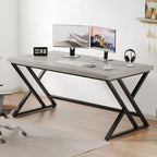 Moderný počítačový stôl 120 cm | Kov a drevo, sivý, pre domácu kanceláriu a gaming