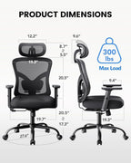 Ergonomická kancelárska stolička s bedrovou opierkou | 2D opierka hlavy, nastaviteľné opierky rúk, 130° náklon