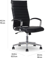 Vysoká ergonomická kancelárska stolička | Bedrová opierka, umelá koža, nastaviteľná výška, čierna