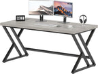 Moderný počítačový stôl 120 cm | Kov a drevo, sivý, pre domácu kanceláriu a gaming