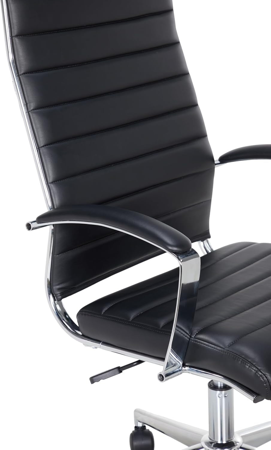 Vysoká ergonomická kancelárska stolička | Bedrová opierka, umelá koža, nastaviteľná výška, čierna