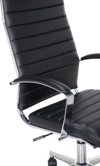 Vysoká ergonomická kancelárska stolička | Bedrová opierka, umelá koža, nastaviteľná výška, čierna