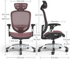 Ergonomická sieťovaná kancelárska stolička s bedrovou opierkou | Otočná, vínová