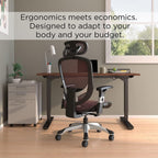 Ergonomická sieťovaná kancelárska stolička s bedrovou opierkou | Otočná, vínová