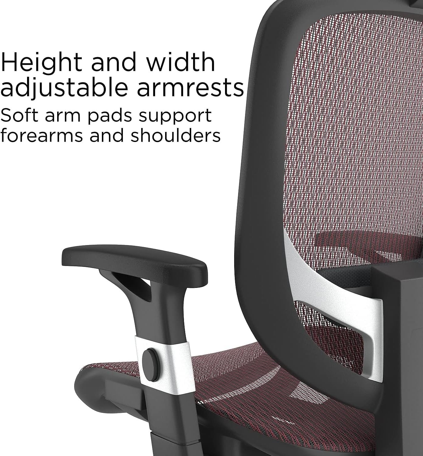 Ergonomická sieťovaná kancelárska stolička s bedrovou opierkou | Otočná, vínová